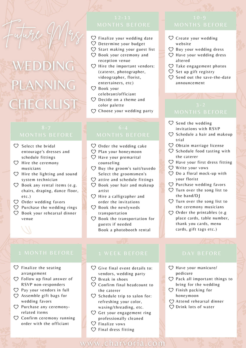 FREE Wedding Planner Check List Charvoria FREE Wedding Planner Check List Charvoria