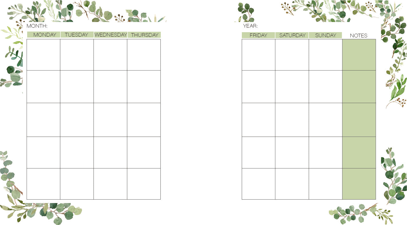 Green Leaf Wedding Calendar Pages – Charvoria green-leaf-wedding-calendar-pages-charvoria